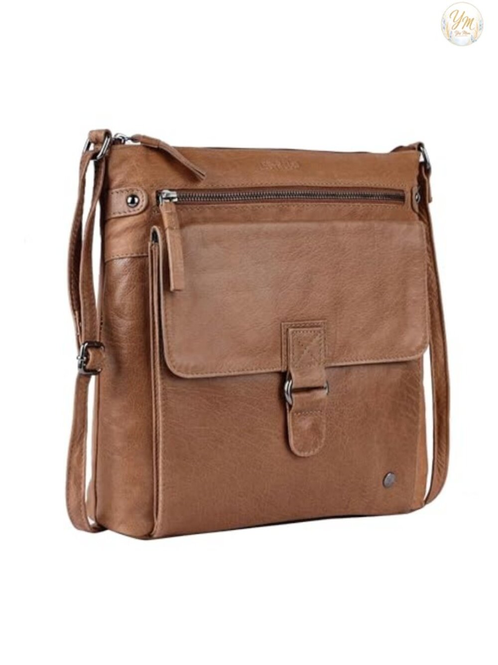Genuine Leather Large Crossbody Sling Triple Zip Shoulder Purse